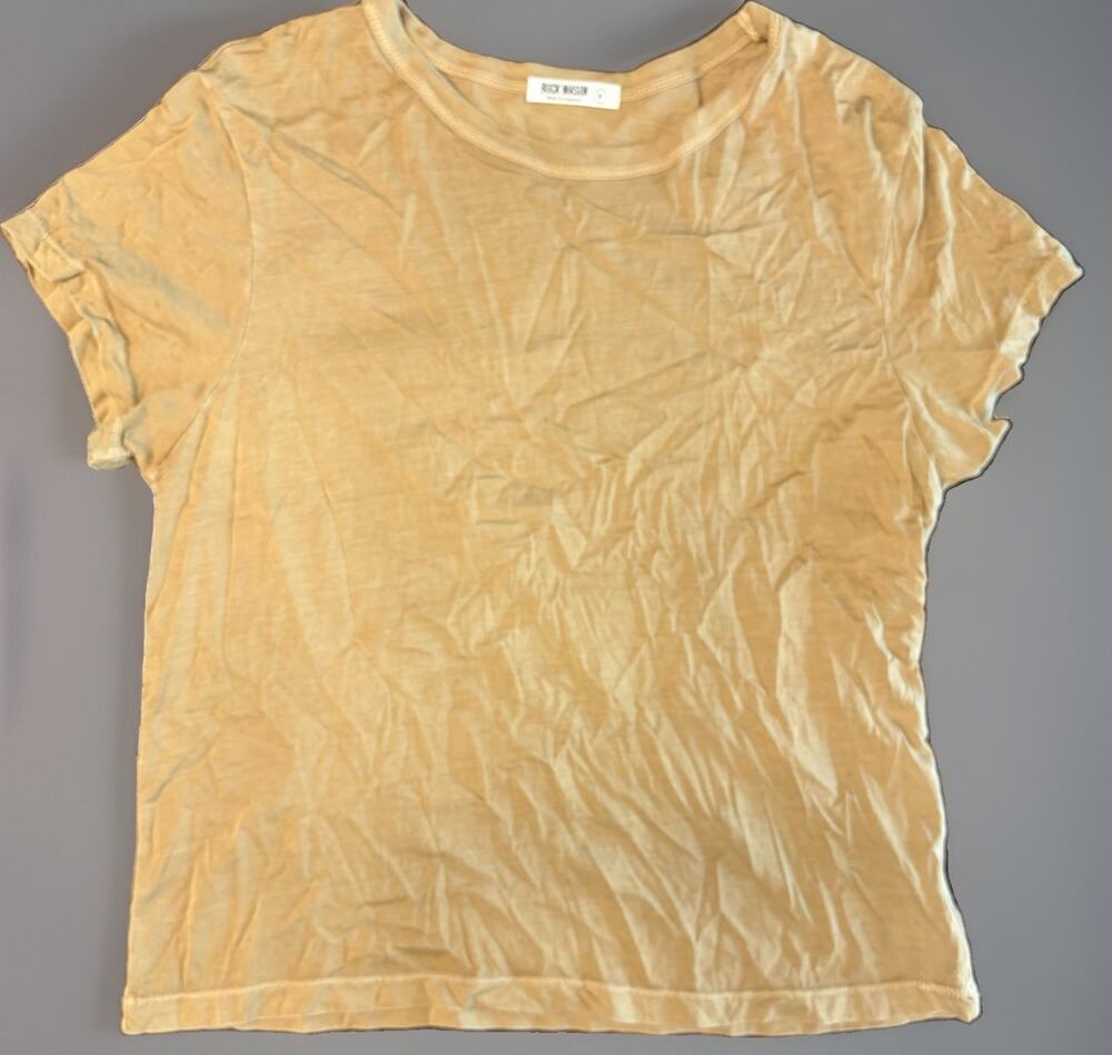 Buck Mason Women’s Vintage Wash T Shirt Tan Sz Medium 100% Cotton USA Made Soft